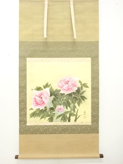 JAPANESE COLLECTIBLE / PEONIES / BY SEIZAN NISHIOKA / HANGING SCROLL S